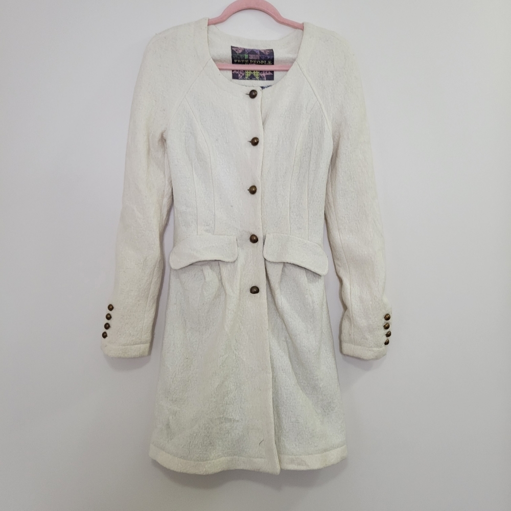 Free people wool blend coat S off white color
